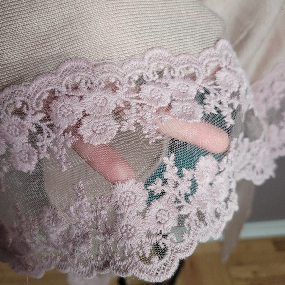 LC Lauren Conrad Blush Kimono Style Cardigan Lace Trimmed - Picture 2 of 5